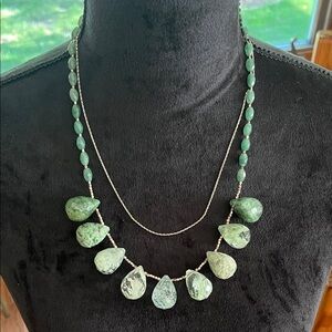 JMIMA Jade, Sterling and glass double strand necklace